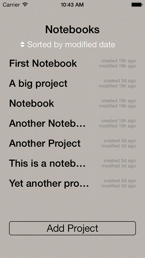 Notebook Selection Page